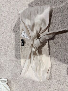 Express Cream Satin Tie-Front Tube Top